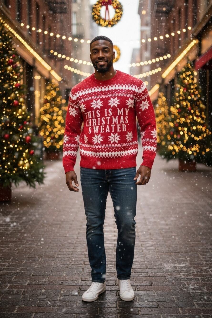 Men's XL Red Ugly Christmas Sweater Fair Isle This Is My Christmas Sweater